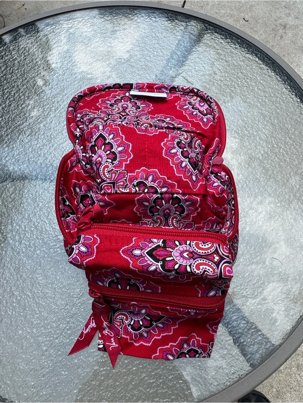 Vera Bradley Red Paisley Quilted Travel Makeup Pouch